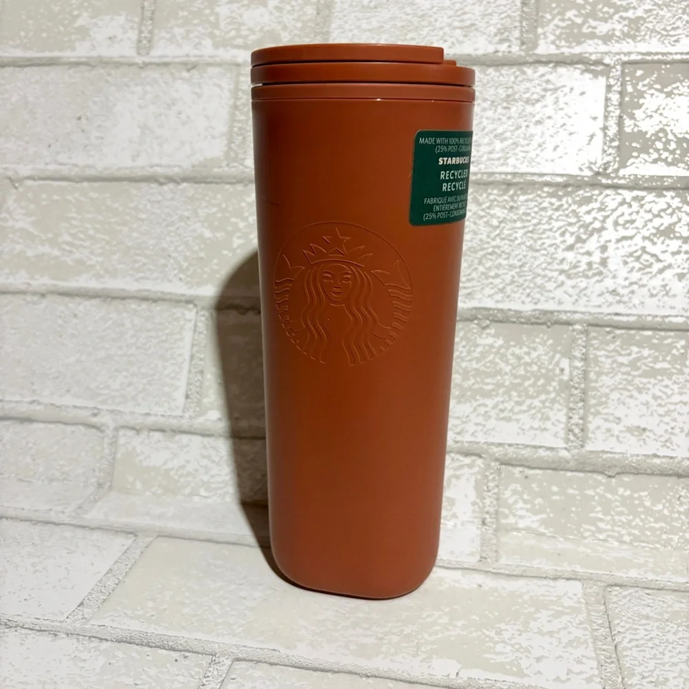 Starbucks 2024 Terracotta Recycled Plastic Triangle Tumbler NEW 16 OZ